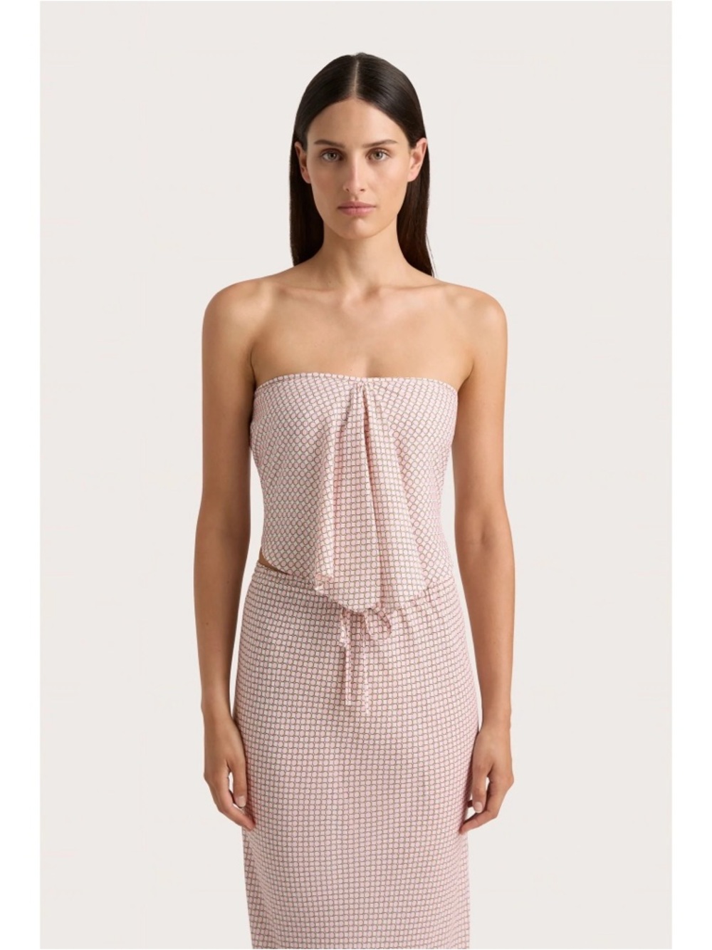 NWOT Faithfull the Brand Emalee Top in Oliander Blush White Mini Dot Print Melon